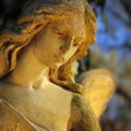 Beautiful close up af a face angel stone sculpture with a sweet Royalty Free Stock Photo