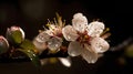 Beautiful close up a branch of white cherry blossom flowers or Sakura flowers at the tree blurry background Royalty Free Stock Photo