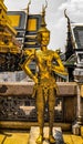 Beautiful close up color black white and gold Wat Phra Kaew or Temple of Emerald Buddha, Guardian statues pagoda and Grand palac Royalty Free Stock Photo