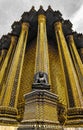 Beautiful close up color black white and gold Wat Phra Kaew or Temple of Emerald Buddha, Guardian statues pagoda and Grand palac Royalty Free Stock Photo