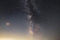 Bright  beautiful milky way, galaxy. Deep space and mars planet .Astronomical background. Royalty Free Stock Photo