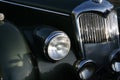 Beautiful Close Up Of Old And Vintage Shiny Classic Car Show Headlamps And Vintage Grill
