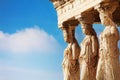 Beautiful close up statues view of Erechtheion Royalty Free Stock Photo