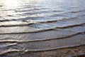Beautiful close up water surfaces with waves and ripples reflecting the sunlight