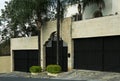 Beautiful closed metal gate and fence outdoors