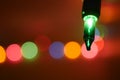 Beautiful closeup of Green Christmas tree lightbulb