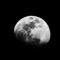 Beautiful closeup greyscale shot of the full moon in the night sky Royalty Free Stock Photo