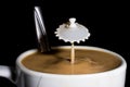 Beautiful closeup of milk splash in the coffee Royalty Free Stock Photo