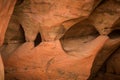 A beautiful closeup of a sandstone cliffs in Latvia. Close pattern of a sand formations. Sandstone caves at the seaside.