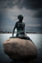 Beautiful closeup shot of a little mermaid statue in Copenhagen