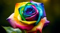 beautiful closeup view of colorful rose generated by AI tool