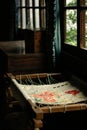 Beautiful closeup view of a working corner for making a traditional Beijing embroidery