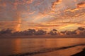 Beautiful cloud coastline abstract background. Fiery orange sunset sky. Amazing sunrise on the beach in Bali Indonesia. Fantastic Royalty Free Stock Photo