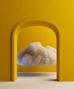 Beautiful cloud inside a room, magical abstract background wallpapers. 3d rendering