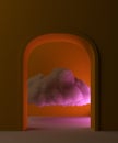 Beautiful cloud inside a room, magical abstract background wallpapers. 3d rendering