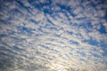 Beautiful cloud landscape background against the blue of the winter sky looks unusually beautiful and has cloud pattern that is Royalty Free Stock Photo