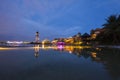 Beautiful cloud and sky reflection during sunrise near Hilton Putrajaya Lakeside. Royalty Free Stock Photo