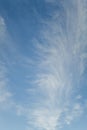 Sky texture with clouds in deep blue background. Clouds texture at midday. Clouds on blue sky background. Weather nature blue sky