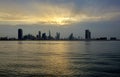Beautiful clouds and Bahrain skyline during sunset, HDR Royalty Free Stock Photo