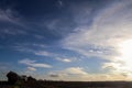 Beautiful clouds in a blue sky over a northern european agricutural field Royalty Free Stock Photo