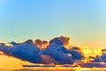 Clouds on the evening orenge and blue sky Royalty Free Stock Photo