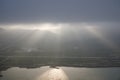 Beautiful clouds flying over the lake near mountains. Evening time shot over the clouds. Baku, Azerbaijan Royalty Free Stock Photo