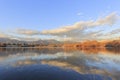 Beautiful clouds and lake view around sunset time Royalty Free Stock Photo