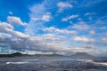 Beautiful clouds and ocean with Mt. Kaimon in Kagoshima, Japan Royalty Free Stock Photo