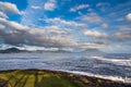 Beautiful clouds and ocean with Mt. Kaimon volcano, Kagoshima Royalty Free Stock Photo