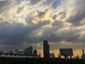 Beautiful clouds over Bangkok city. Exotic skyline city summer