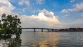 Beautiful Clouds Over a Bridge in Bang Tabun, Thailand. Royalty Free Stock Photo