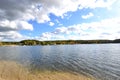 Beautiful clouds over the lake in Lytkarino