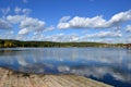 Beautiful clouds over the lake in Lytkarino