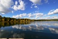 Beautiful clouds over the lake in Lytkarino