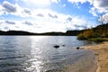 Beautiful clouds over the lake in Lytkarino