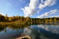 Beautiful clouds over the lake in Lytkarino