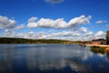 Beautiful clouds over the lake in Lytkarino