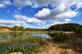 Beautiful clouds over the lake in Lytkarino