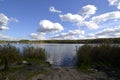 Beautiful clouds over the lake in Lytkarino