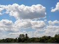 Beautiful clouds over the river at summer Royalty Free Stock Photo