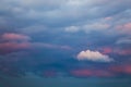 Pre-storm sky with lonely white cloud