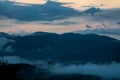 Dramatic landscape caribbean mountain image with storm clouds at dawn sunset. Royalty Free Stock Photo