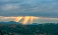 Beautiful clouds with ray of sunlight breaking through clouds