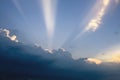 Beautiful clouds with ray of sunlight breaking through dark clouds Royalty Free Stock Photo