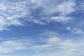 Beautiful clouds during spring time in a Sunny day. Blue sky and white fluffy clouds Royalty Free Stock Photo