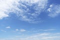 Beautiful clouds during spring time in a Sunny day. Blue sky and white fluffy clouds Royalty Free Stock Photo