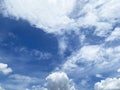 Beautiful clouds during spring time in a Sunny day. Blue sky and white fluffy clouds Royalty Free Stock Photo