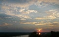 Sunset, Tulsa, Oklahoma with view of Arkansas River Royalty Free Stock Photo