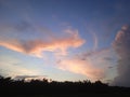 Beautiful clouds  sunset view in the field Royalty Free Stock Photo