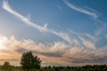 Beautiful clouds at sunset, warm summer Royalty Free Stock Photo